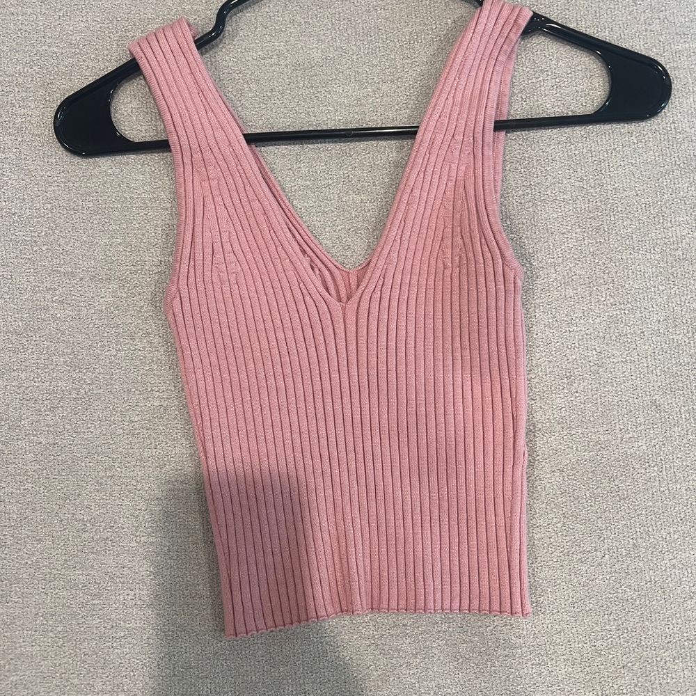 Madewell Pink Ribbed Sleeveless Tank Top